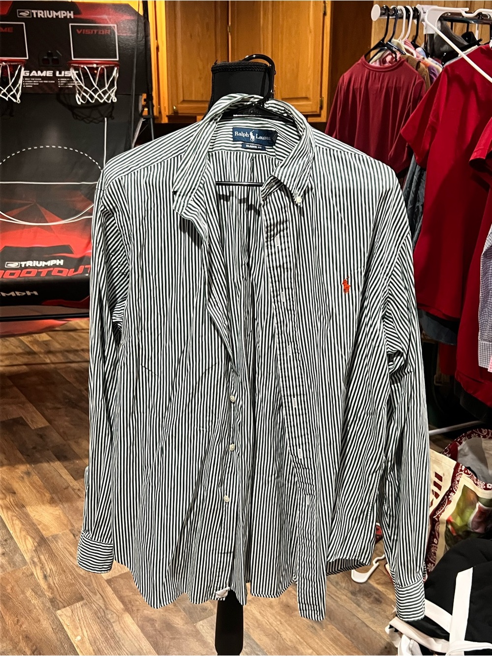 Ralph Lauren Black & White Vertical Stripe Button-Down Shirt